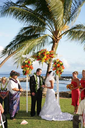 Tropical Wedding Arch done in Sunset Colors