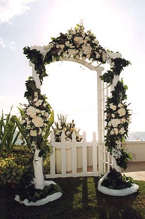 Elaborate Elegant Arch with Hydrangea Arrangements Specially Designed 