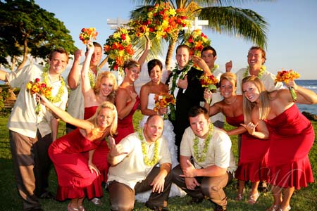 Tropical Wedding Arch done in Sunset Colors